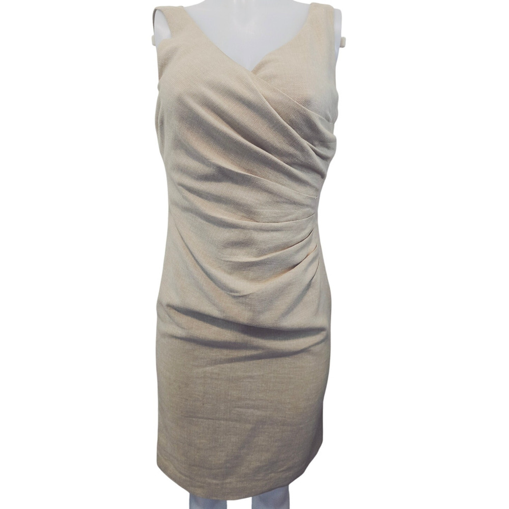 Lauren Ralph Lauren Beige Linen Blend Fully Lined Dress Women's 2